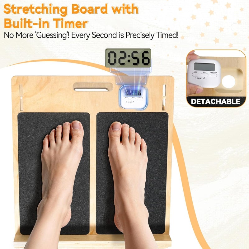 laapee Extra Large Adjustable Wooden Slant Board - 15.7x20 Inches Calf Stretcher for Plantar Fasciitis & Ankle Rehab, Anti-Slip (220 LBS Capacity) - Image 5